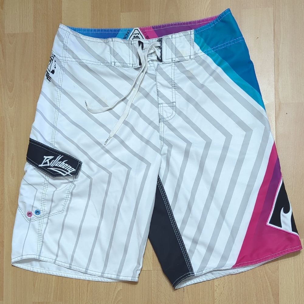Billabong White and Multicolor Board Shorts